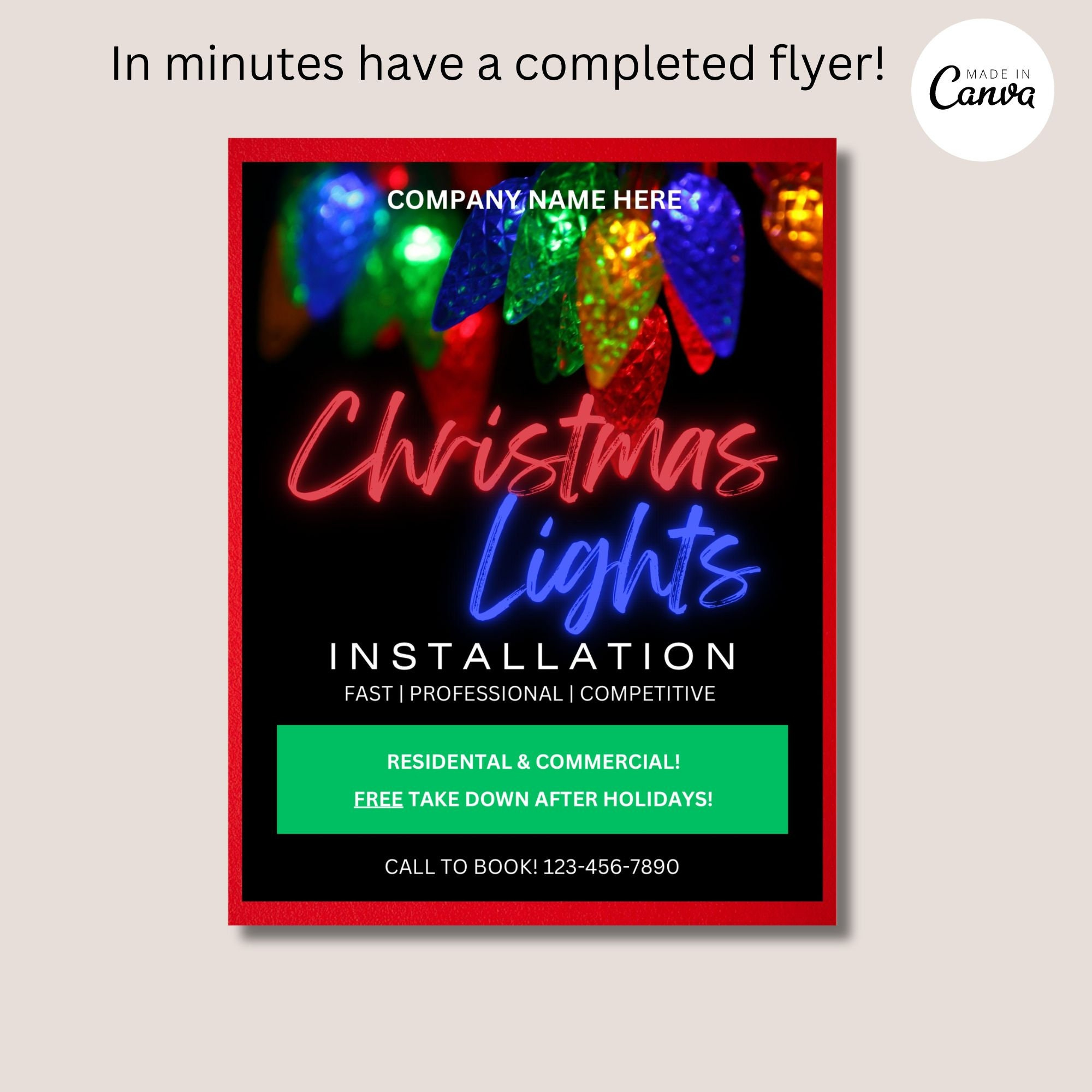 Editable Christmas Light Installation Flyer, Editable Flyer for Christmas Lights Flyer Template