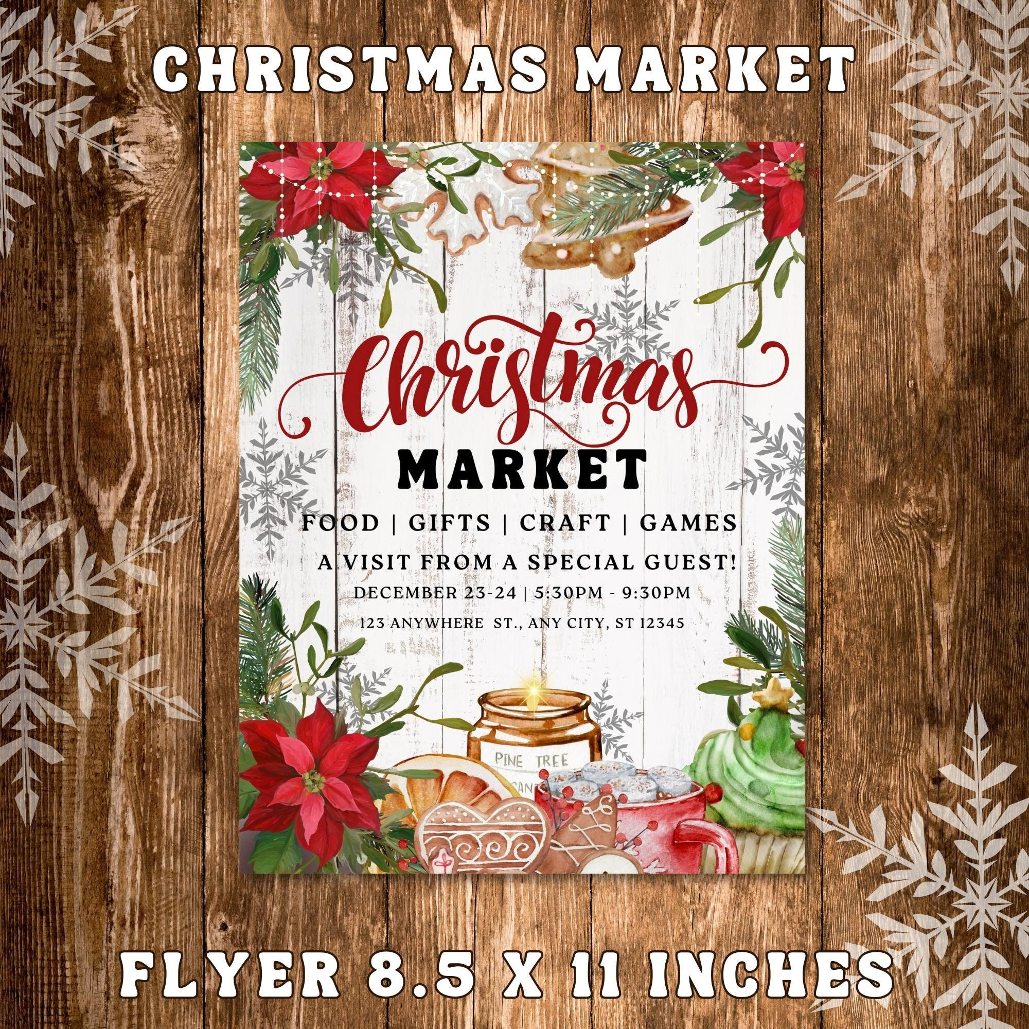 Editable Christmas Market Flyer Template, Us Letter (Digital inside Christmas Market Poster Template