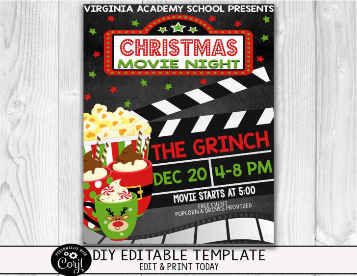 Christmas Movie Night Template Christmas Movie Night Template