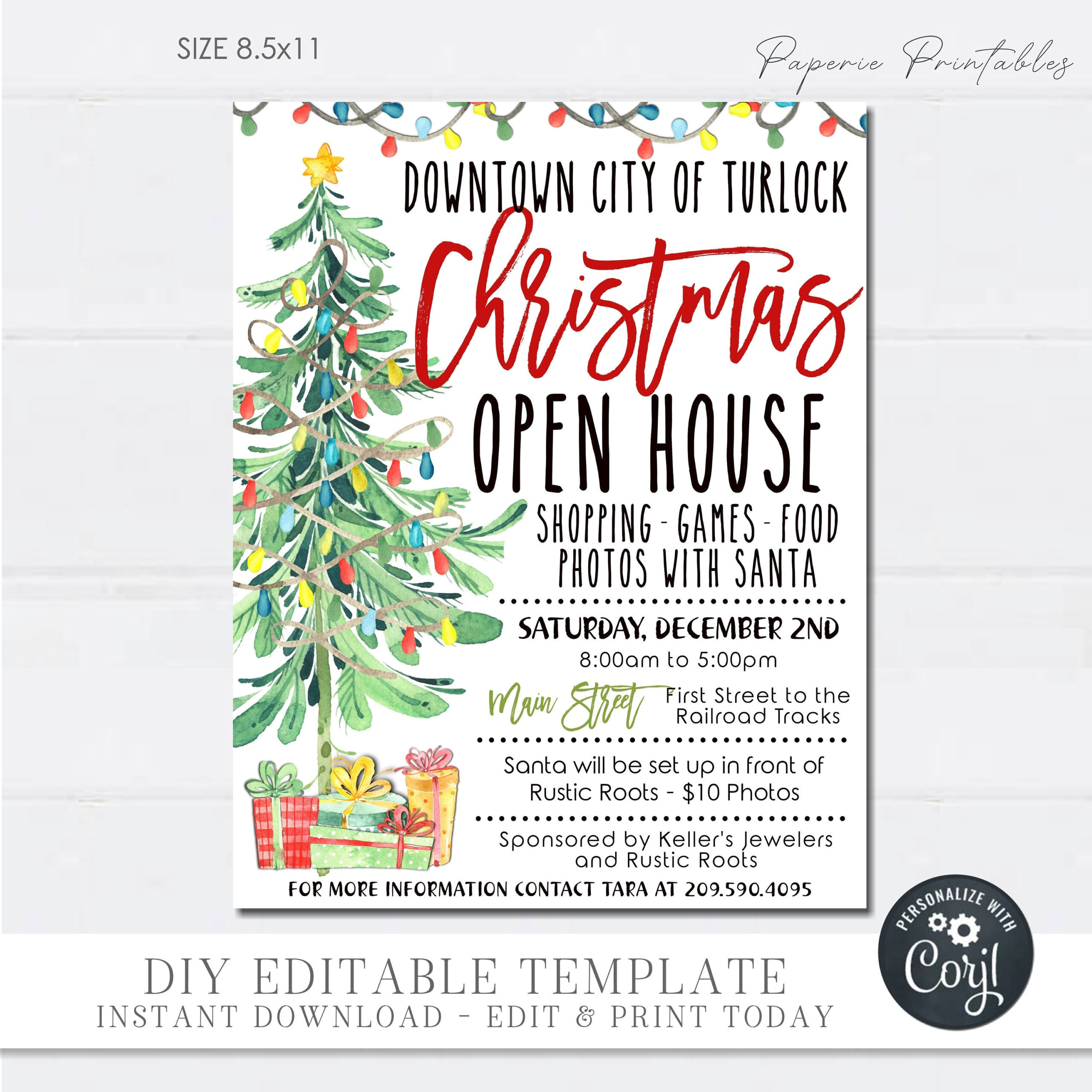 Editable Christmas Open House Flyer: Diy Holiday Shopping (8.5X11 throughout Christmas Open House Flyer Template