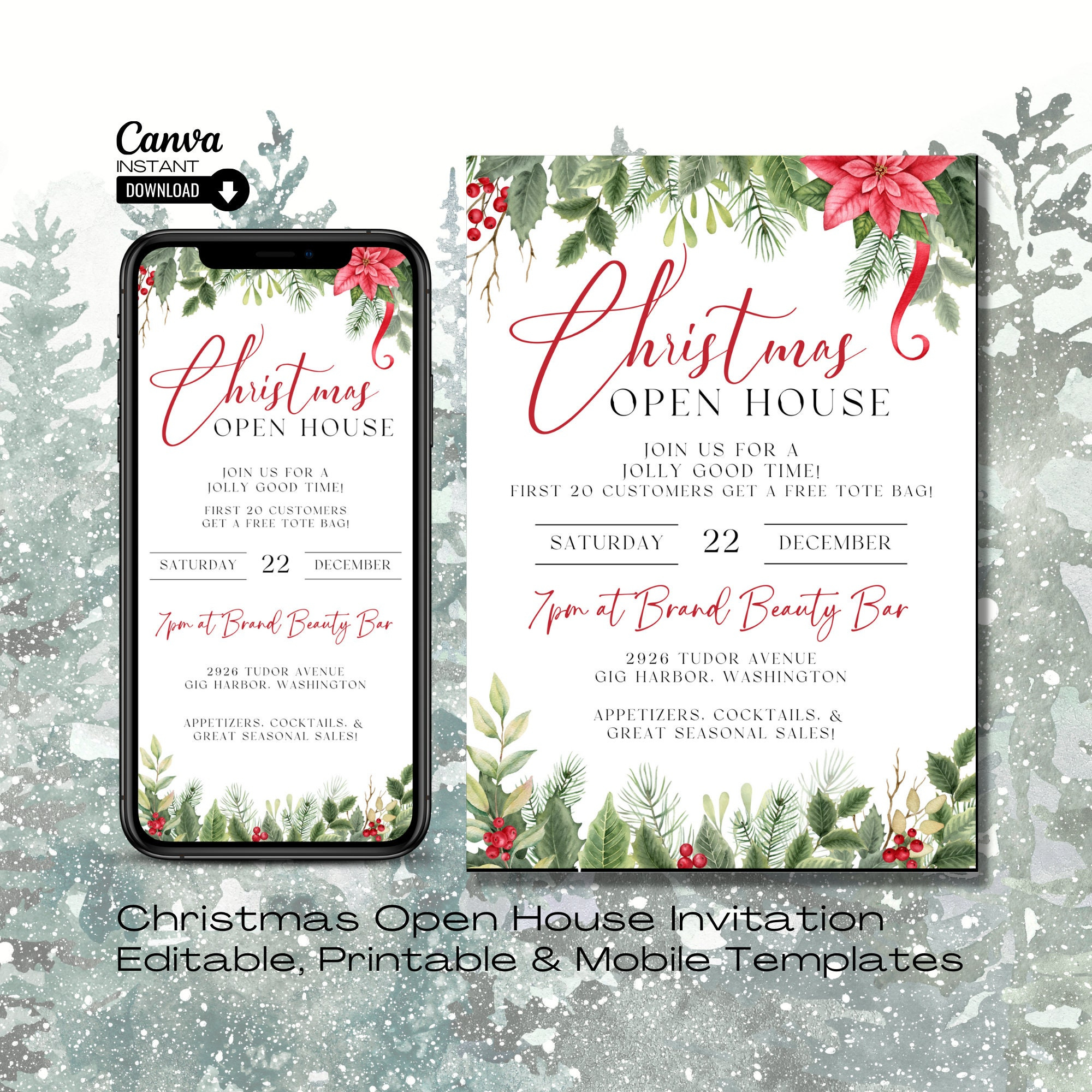 Editable Christmas Open House Invitation: Small Business Event within Christmas Open House Invitations Template