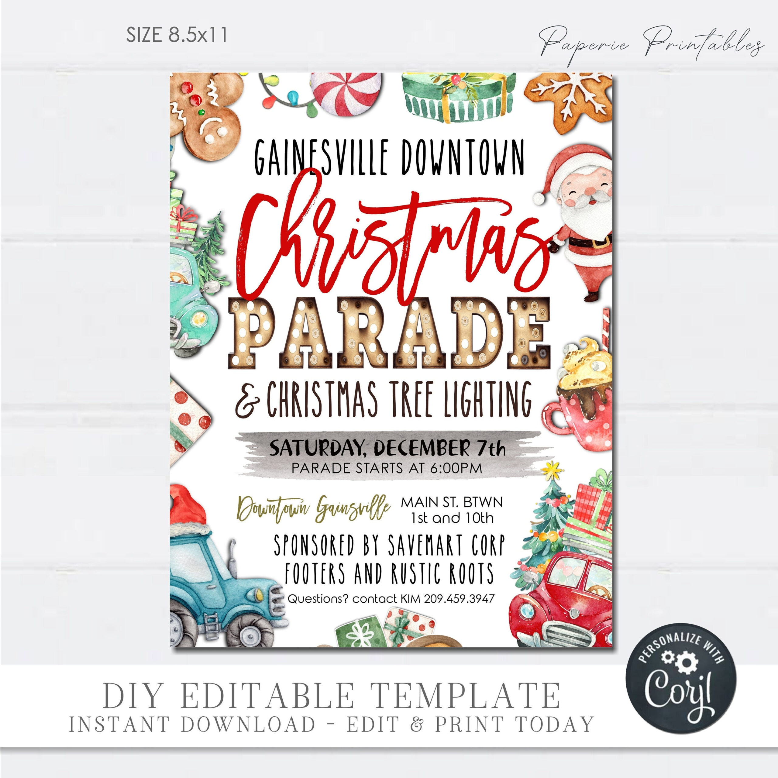 Editable Christmas Parade Flyer Template (8.5X11) (Diy Corjl with Christmas Parade Flyer Template