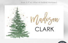 Editable Christmas Place Cards: Gold Foil Script (Diy Corjl) #Cp53 with Christmas Name Cards Template