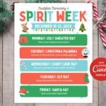 Editable Christmas Spirit Week Flyer: Holiday Dress Up Schedule Intended For Christmas Spirit Week Flyer Template