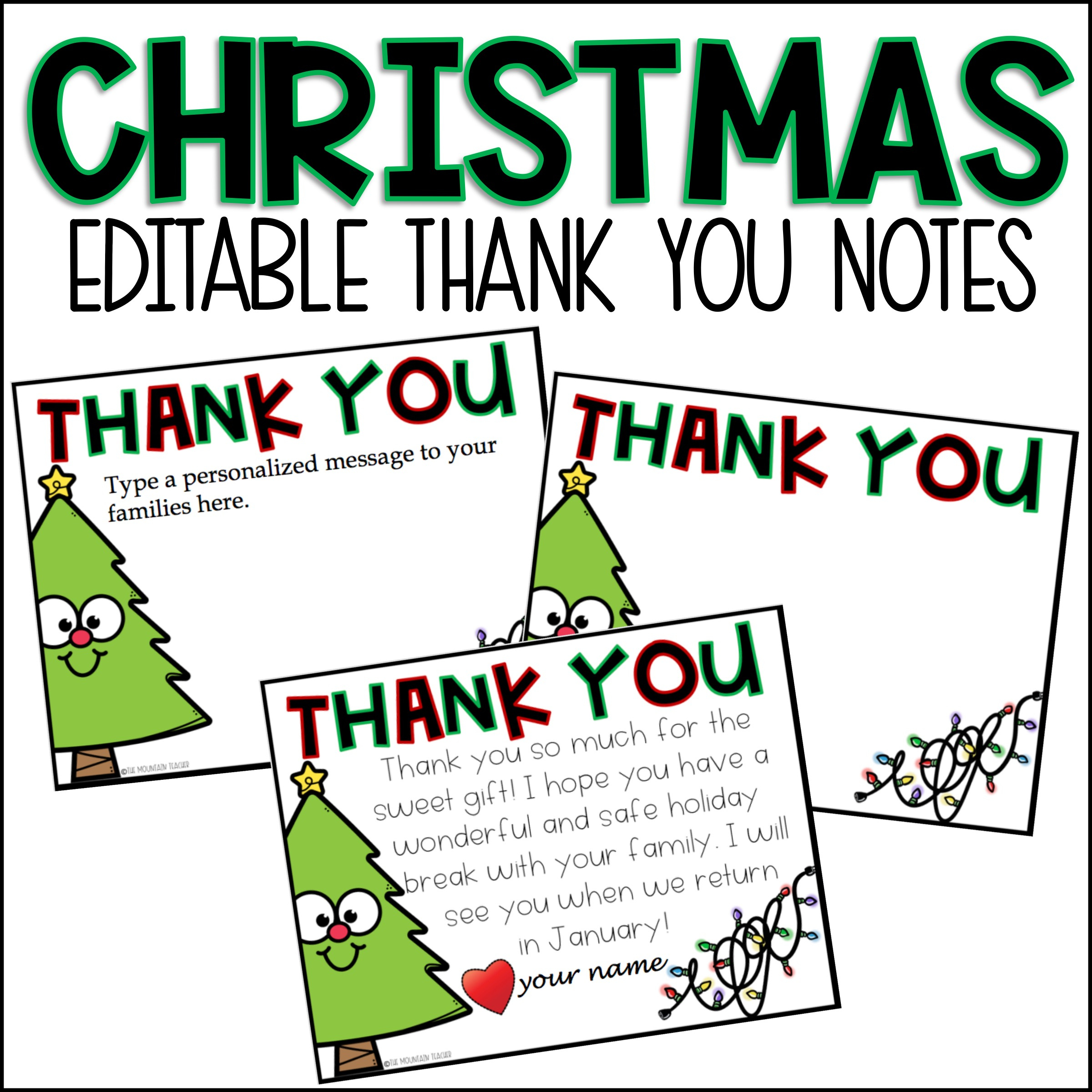 Editable Christmas Thank You Card Template | Madeteachers intended for Christmas Thank You Template