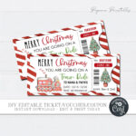 Editable Christmas Train Ride Ticket: Printable Gift Voucher Inside Christmas Train Ticket Template