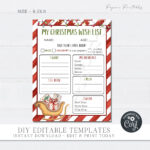 Editable Christmas Wish List For Kids (Digital Download)   Etsy.de Regarding Christmas List Template Aesthetic