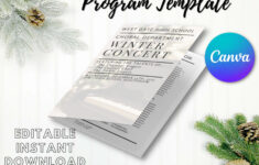 Editable Concert Program Template | Instant Printable Download intended for Christmas Music Program Template