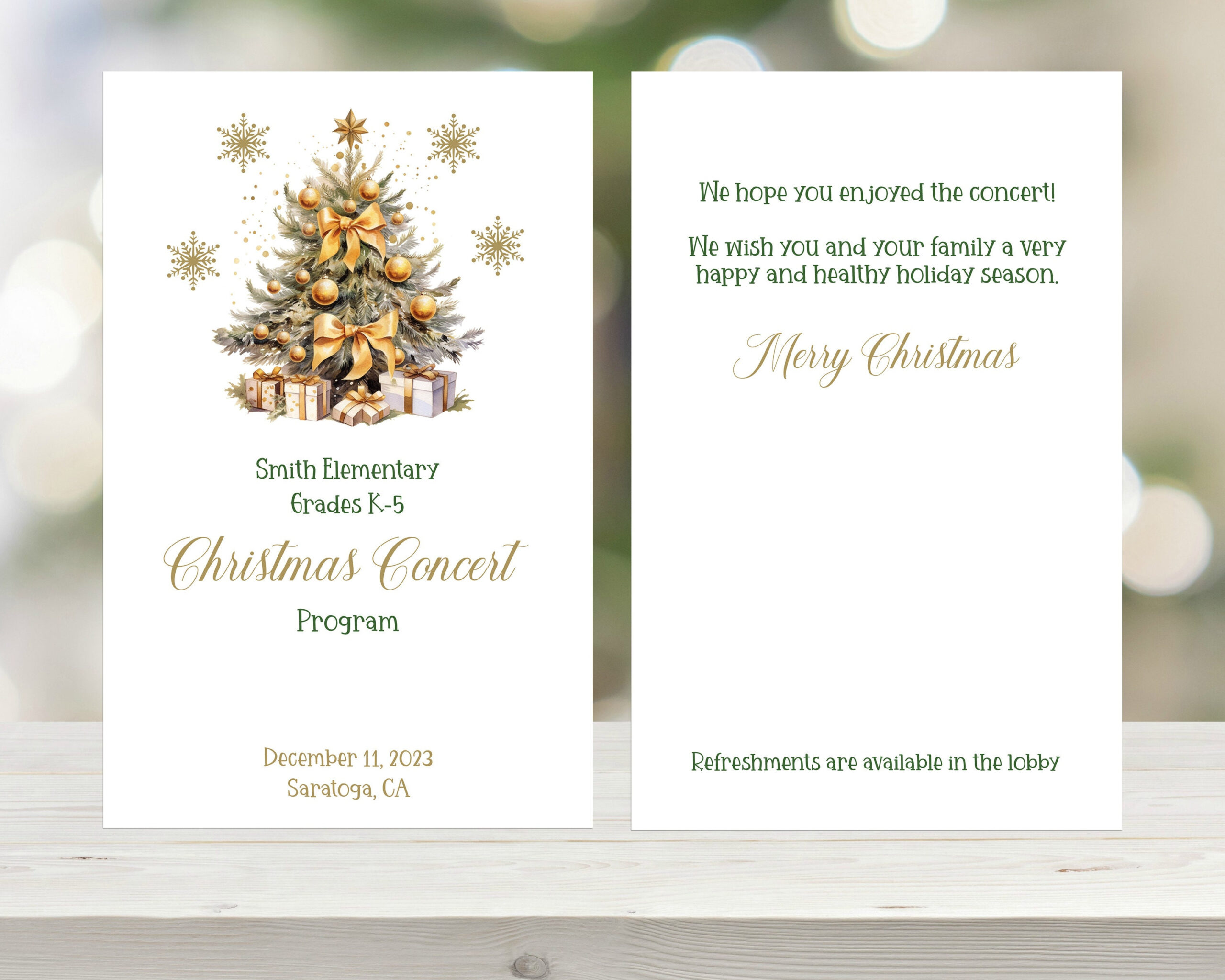 Editable Gold Christmas Concert Program Template, Christmas regarding Christmas Show Program Template