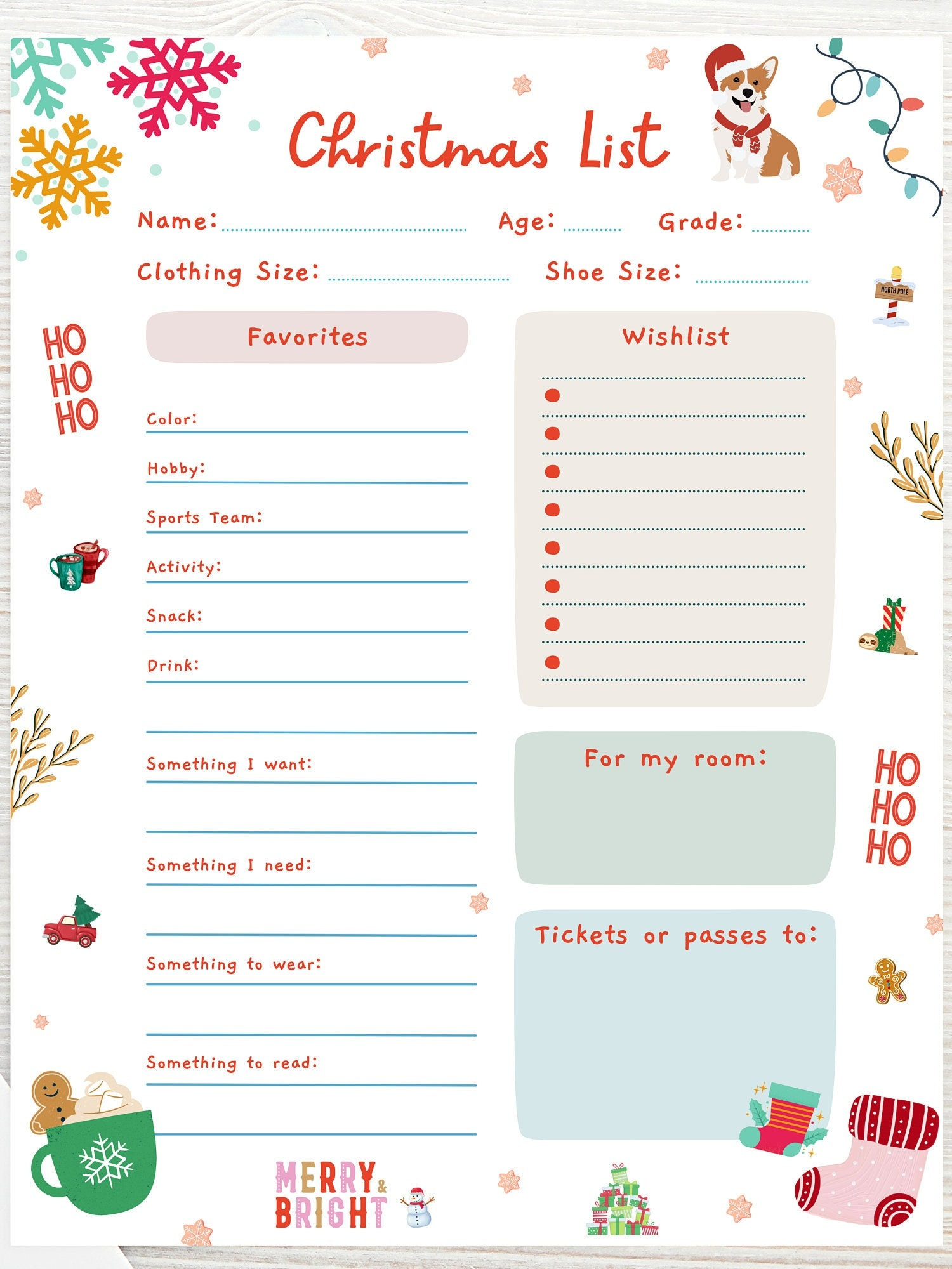 Editable Kids Christmas Wish List, Printable Gift Wish List intended for Christmas List Template Kids