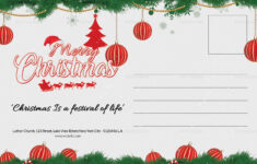 Editable Merry Christmas Postcard Template In Adobe Photoshop with Christmas Postcard Template Free