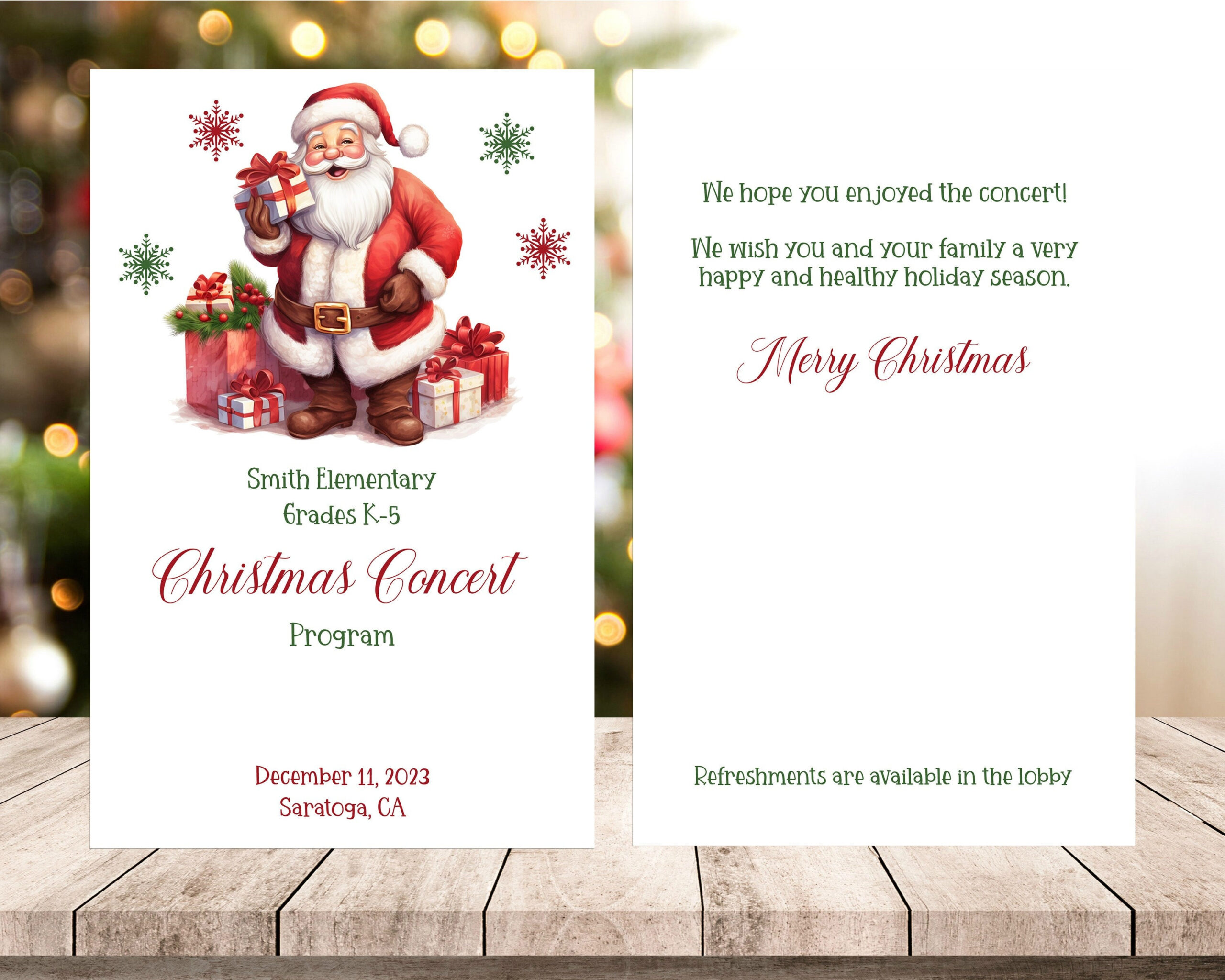 Editable Santa Christmas Concert Program Template Christmas with Christmas Musical Program Template