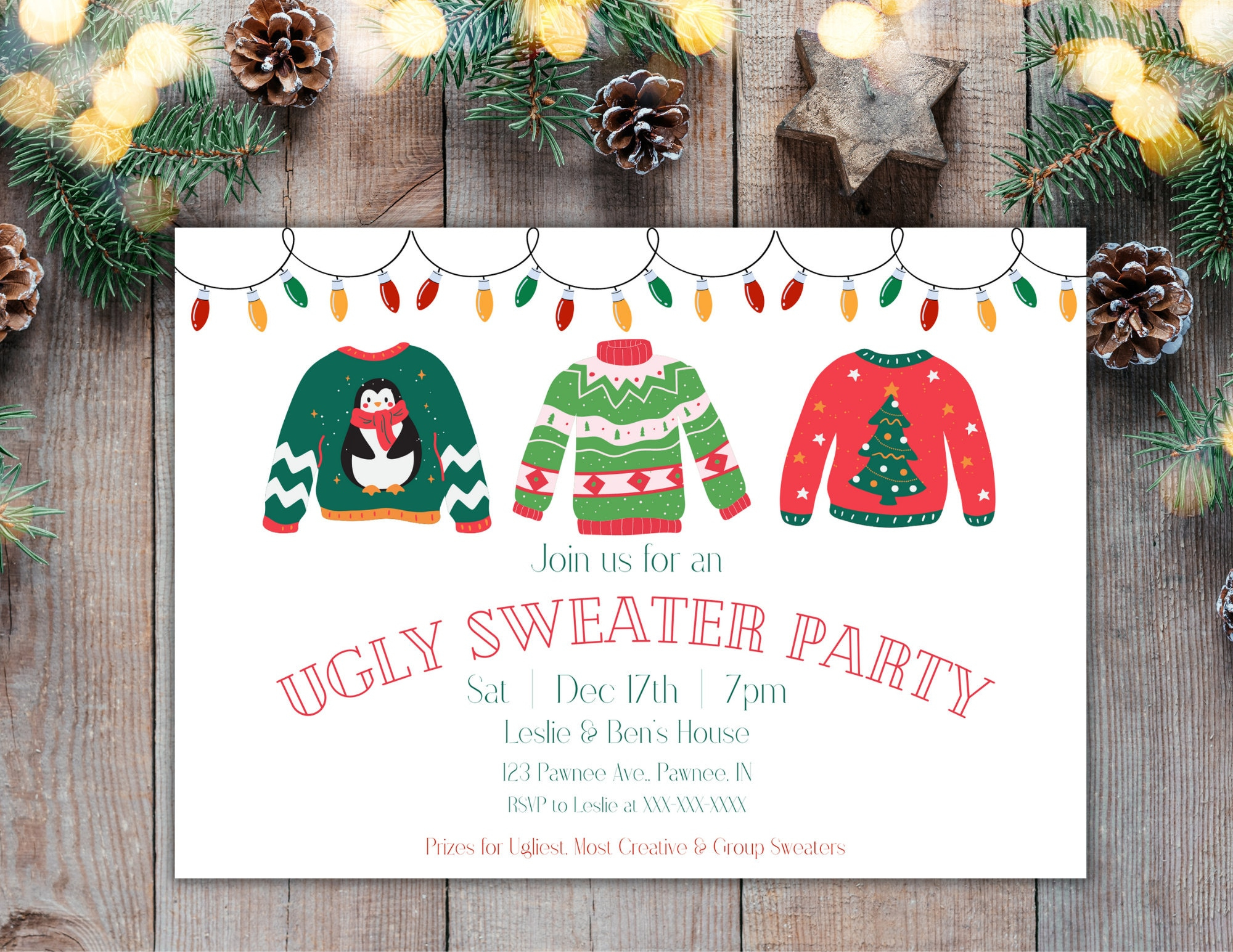 Editable Ugly Sweater Holiday Invitation Winter Invite Printable within Christmas Sweater Party Invitation Template