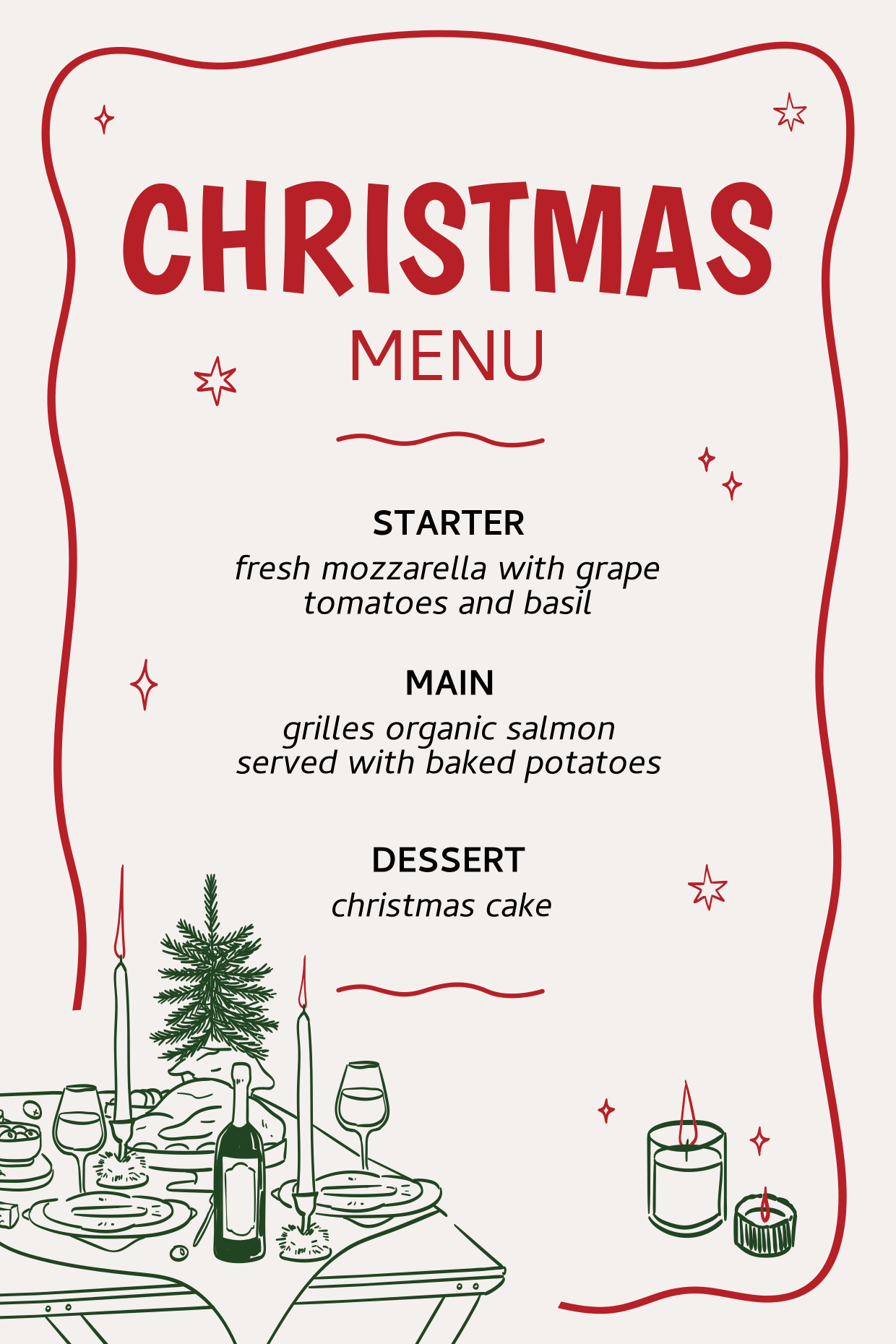 Elegant Christmas Menu Sign Template | Square Signs with Christmas Themed Menu Template