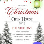 Elegant Christmas Open House Invitation With Snowy Trees And Regarding Christmas Open House Template