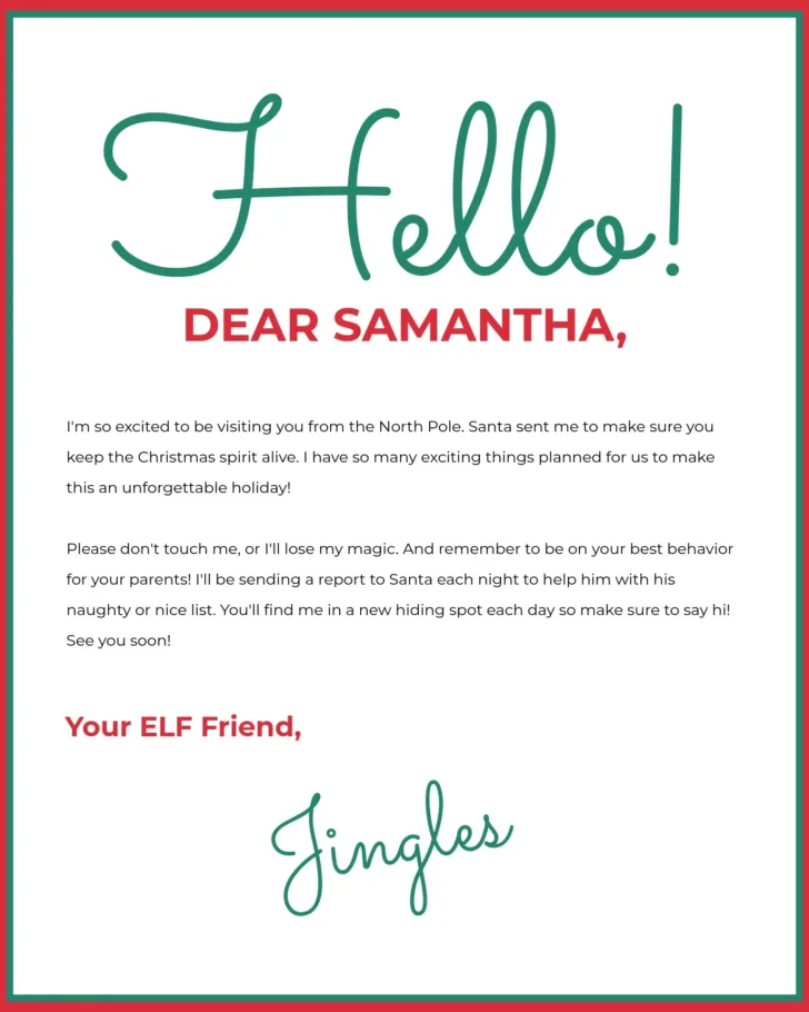 Christmas Letter Template from Elf Christmas Letter Template from Elf
