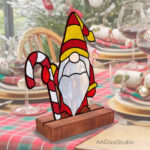 Enchanting Santa Gnome Stained Glass Designs Christmas   Aaglassstudio In Christmas Stained Glass Template