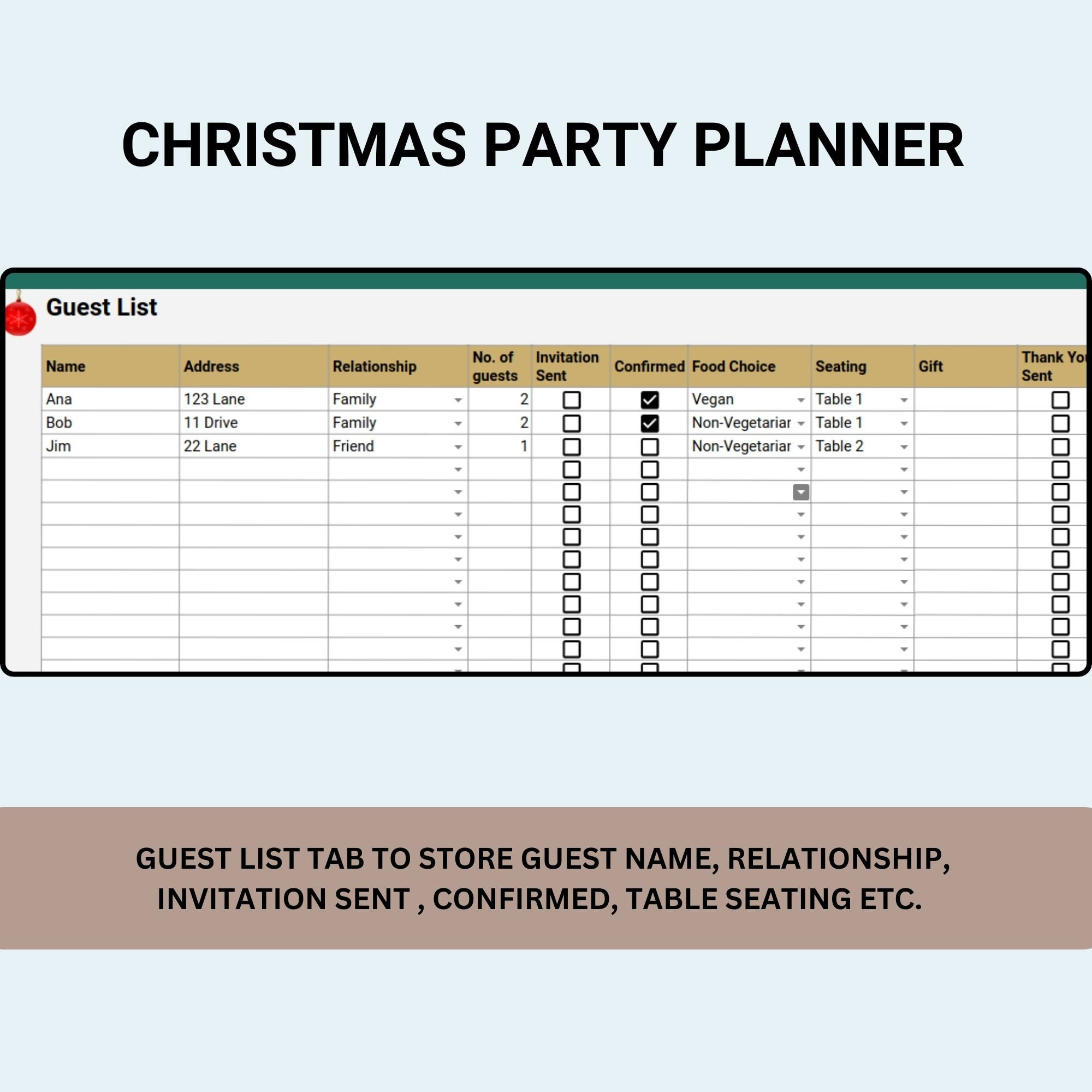 Event Planner For Christmas Party, Party Budget, Guest Lists within Christmas Party Budget Template