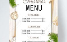 Exquisite Christmas Menu Template On Wooden Board Template intended for Christmas Menu Template Blank