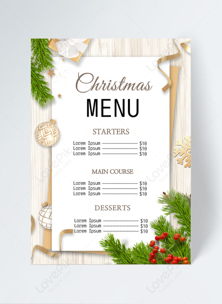 Christmas Menu Template Blank