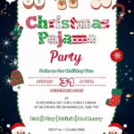 𝐂𝐡𝐫𝐢𝐬𝐭𝐦𝐚𝐬 𝐏𝐚𝐣𝐚𝐦𝐚 𝐏𝐚𝐫𝐭𝐲 𝐈𝐧𝐯𝐢𝐭𝐚𝐭𝐢𝐨𝐧 In Christmas Pajama Party Invitation Template Free