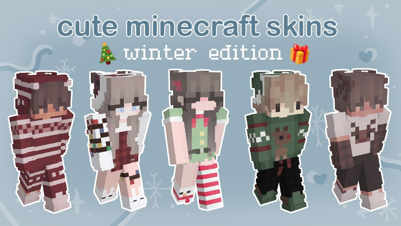 🎄 Aesthetic Minecraft Skins / Christmas &amp;quot;Winter&amp;quot; Edition (Download +  Preview) for Christmas Minecraft Skin Template