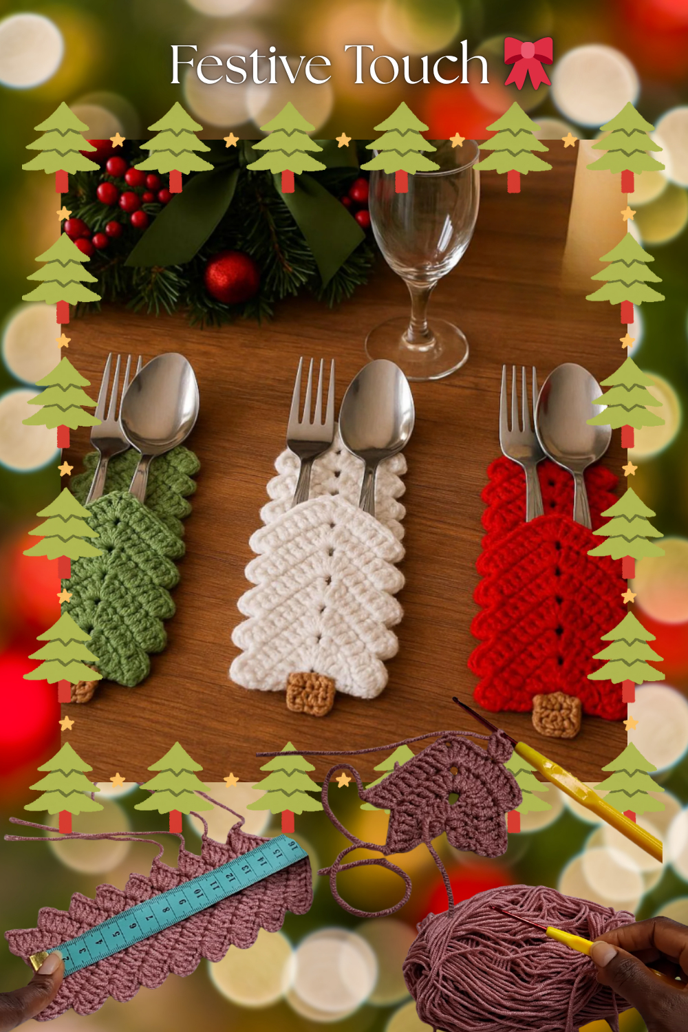 🎄 Crochet Christmas Tree Cutlery Holder – The Cutest Holiday with regard to Christmas Tree Cutlery Holder Template