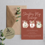 Festive Christmas Mug Exchange Party Invite Holiday Girls Gift Pertaining To Christmas Mug Exchange Template