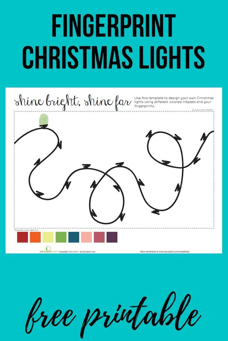 Fingerprint Christmas Lights | Worksheet | Education throughout Christmas Lights Finger Painting Template