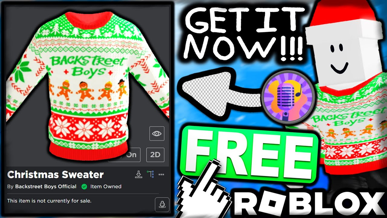 Free Accessory! How To Get Christmas Sweater! (Roblox Backstreet Boys Event) regarding Christmas Sweater Roblox Template