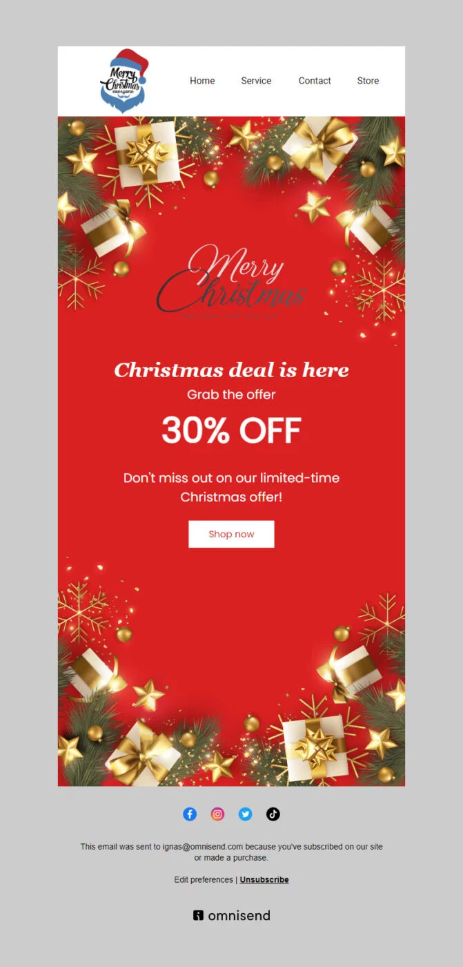 Free And Customizable Christmas Email Newsletter Templates regarding Christmas Sale Email Template