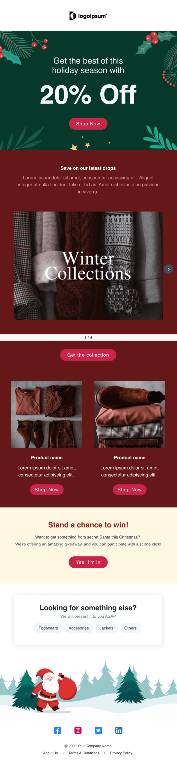 Free And Customizable Christmas Email Template intended for Christmas Themed Email Template