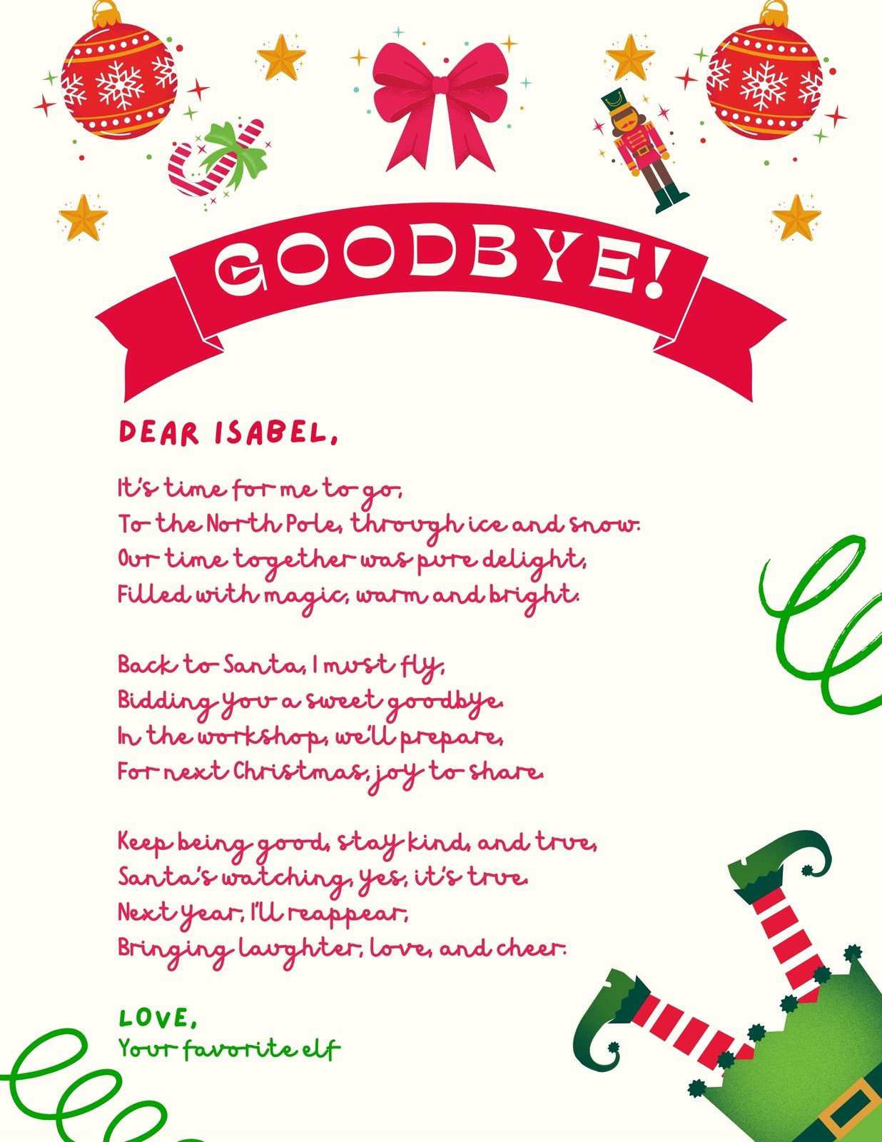 Free And Customizable Elf Templates in Christmas Letter Template from Elf
