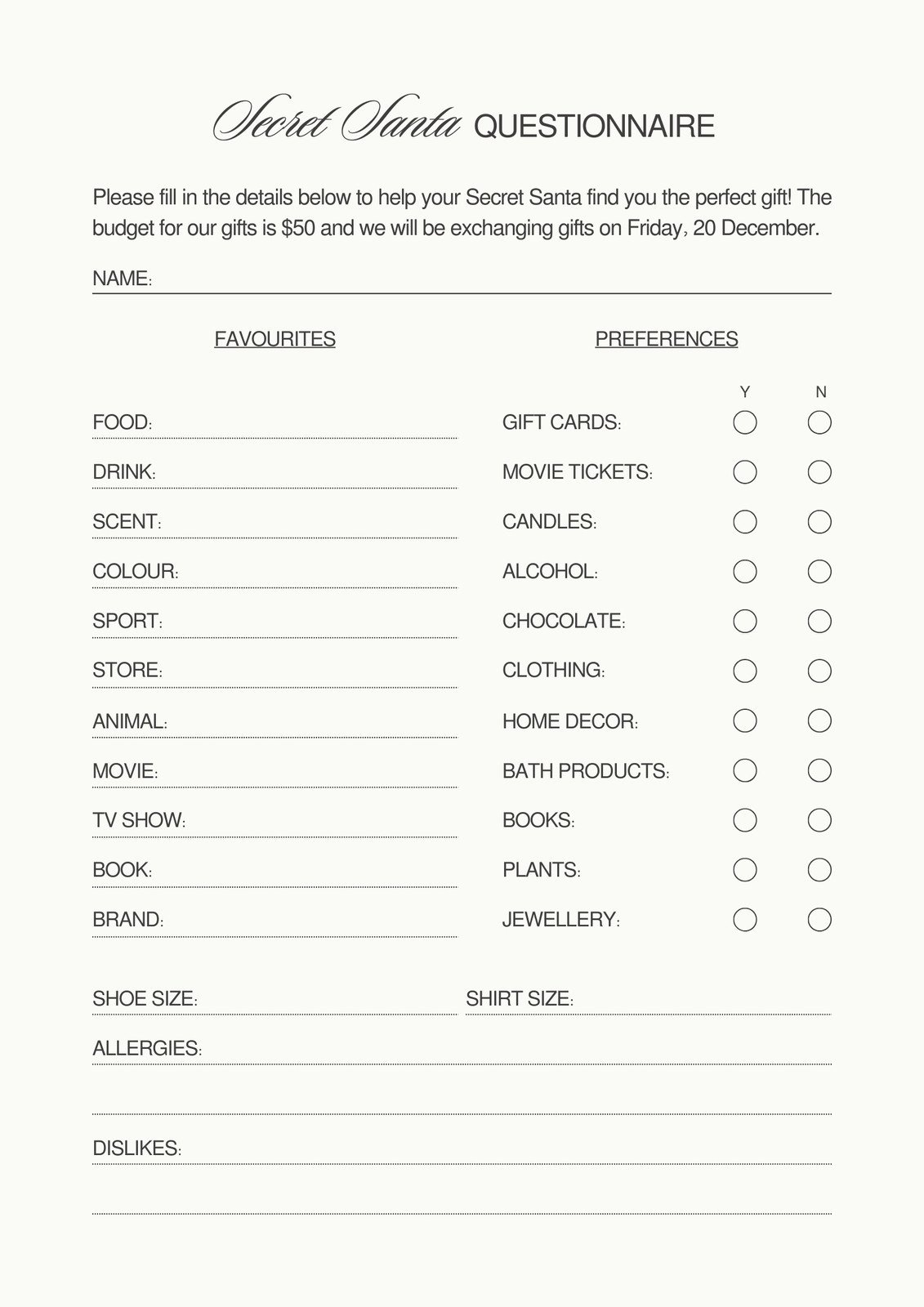 Free And Customizable Secret Santa Templates in Christmas Party Survey Template