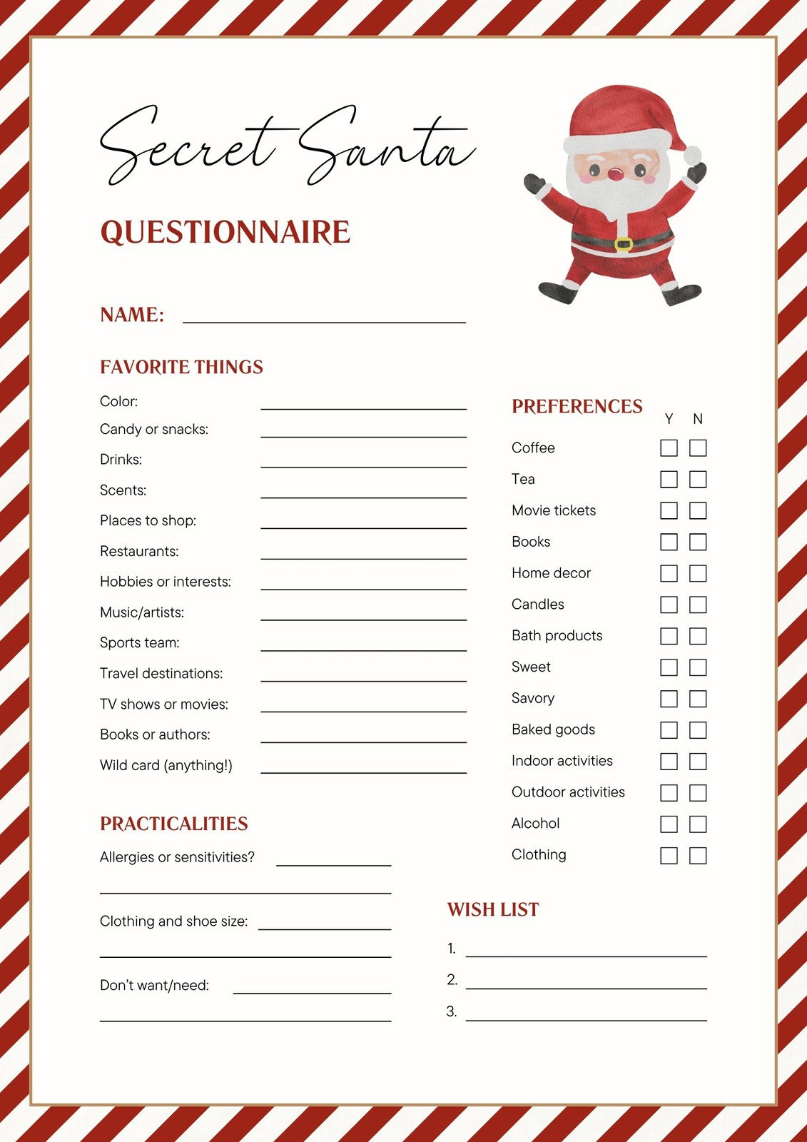 Free And Customizable Secret Santa Templates intended for Christmas List Template For Secret Santa