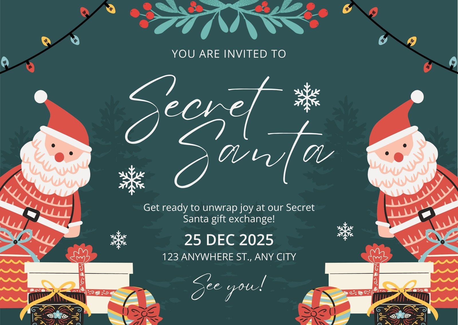Free And Customizable Secret Santa Templates pertaining to Christmas Secret Santa Invitation Template Free