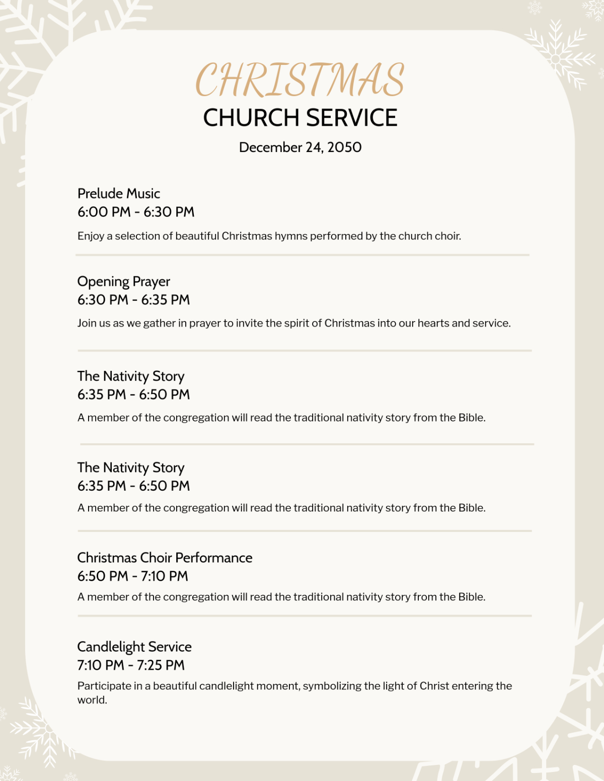 Free Christmas Church Service Program Template To Edit Online inside Christmas Order of Service Template