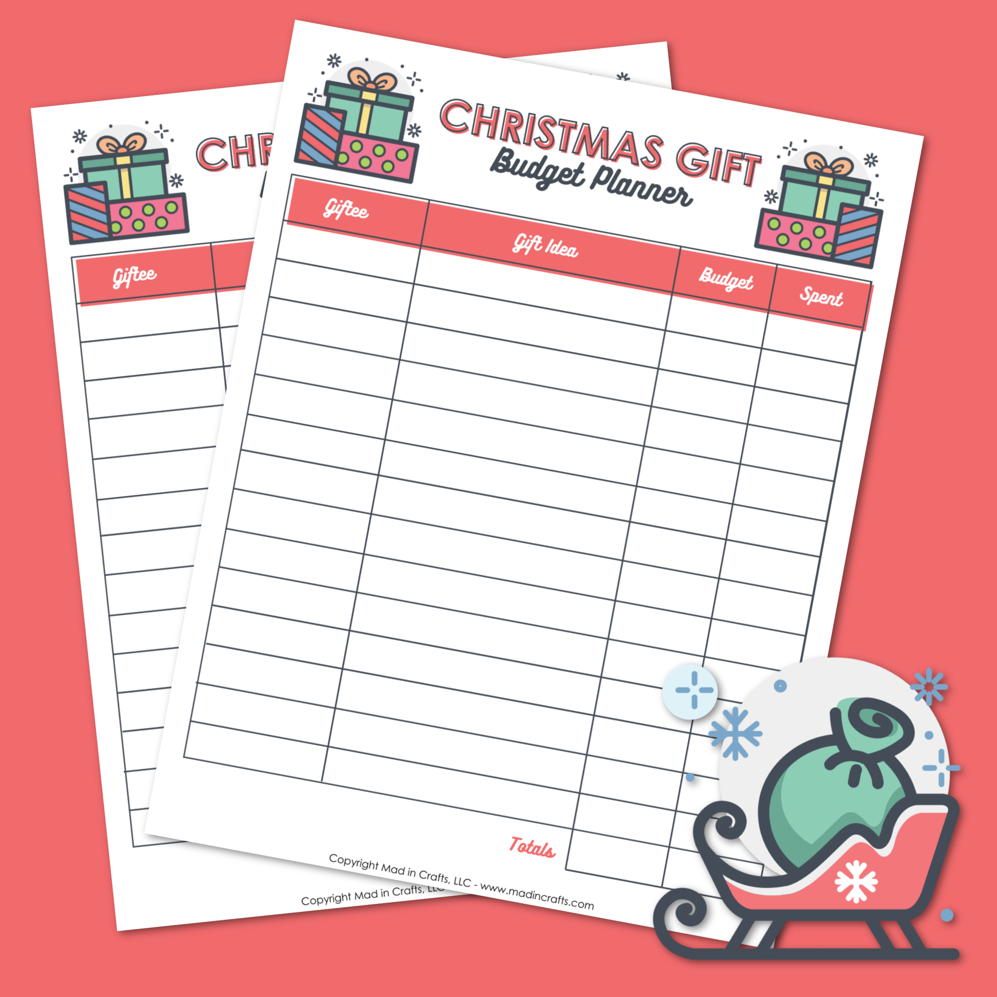 Free Christmas Gift Budget Planner Pdf Crafts Mad In Crafts throughout Christmas Shopping Budget Template