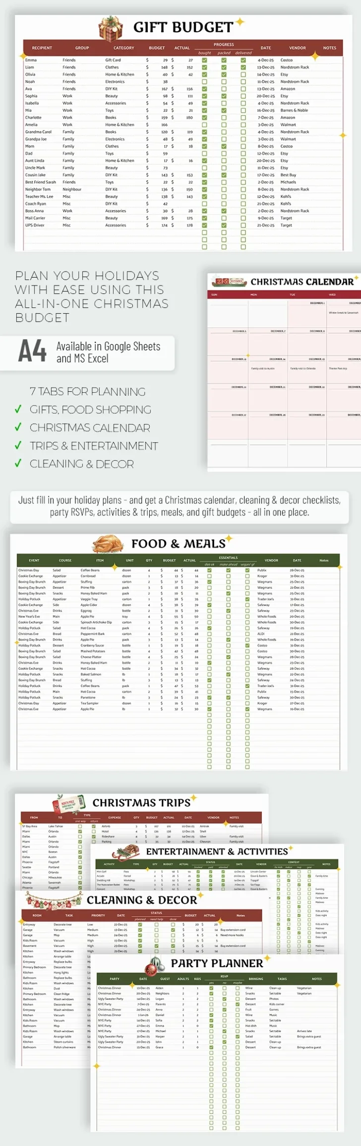 Christmas Spreadsheet Template Free Christmas Spreadsheet Template Free