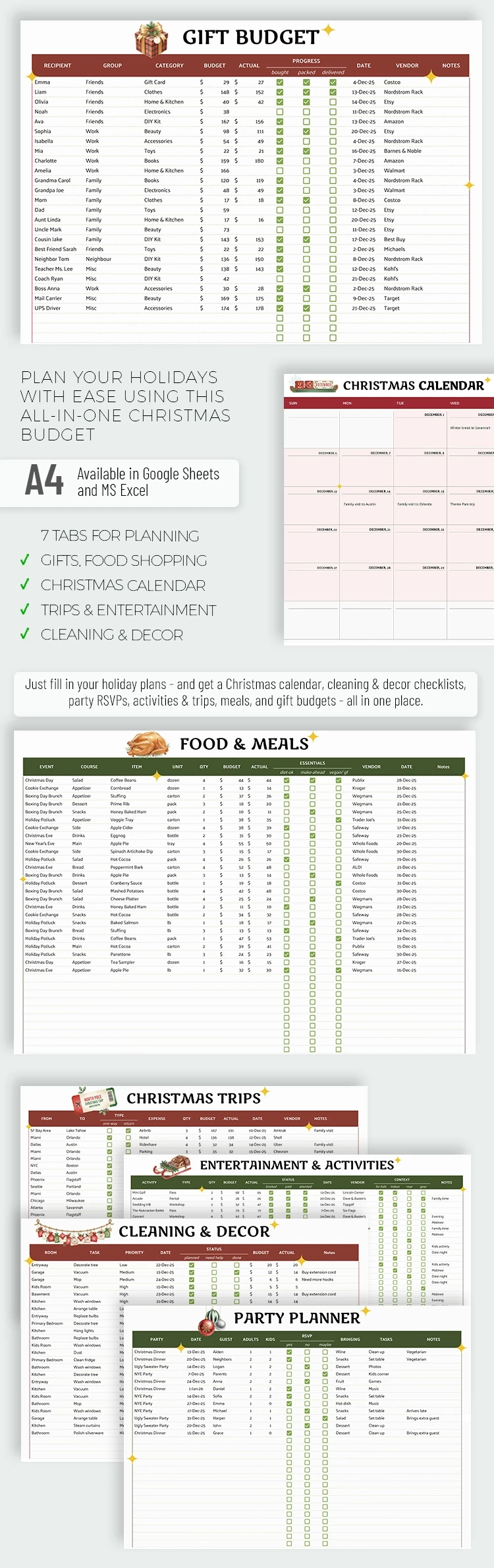 Free Christmas Holiday Budget Spreadsheet Template In Google with Christmas Spreadsheet Template Free