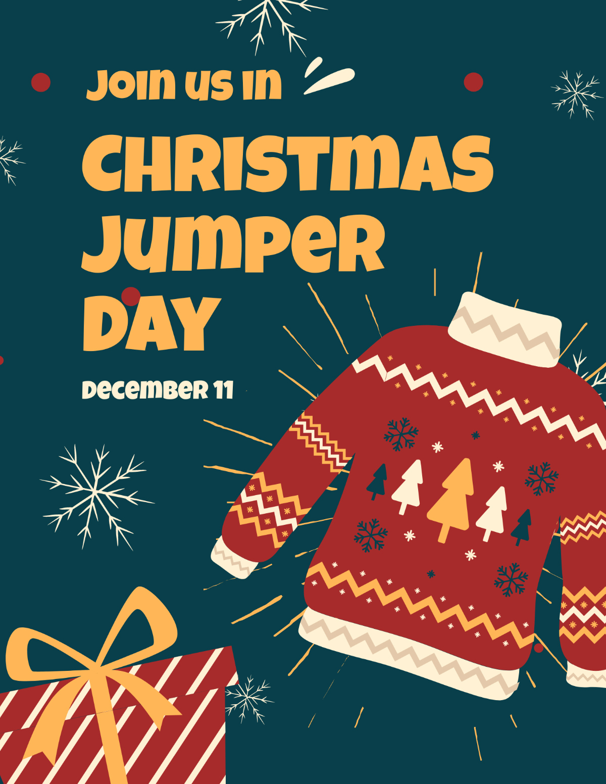 Free Christmas Jumper Day Flyer Template To Edit Online with Christmas Jumper Day Poster Template