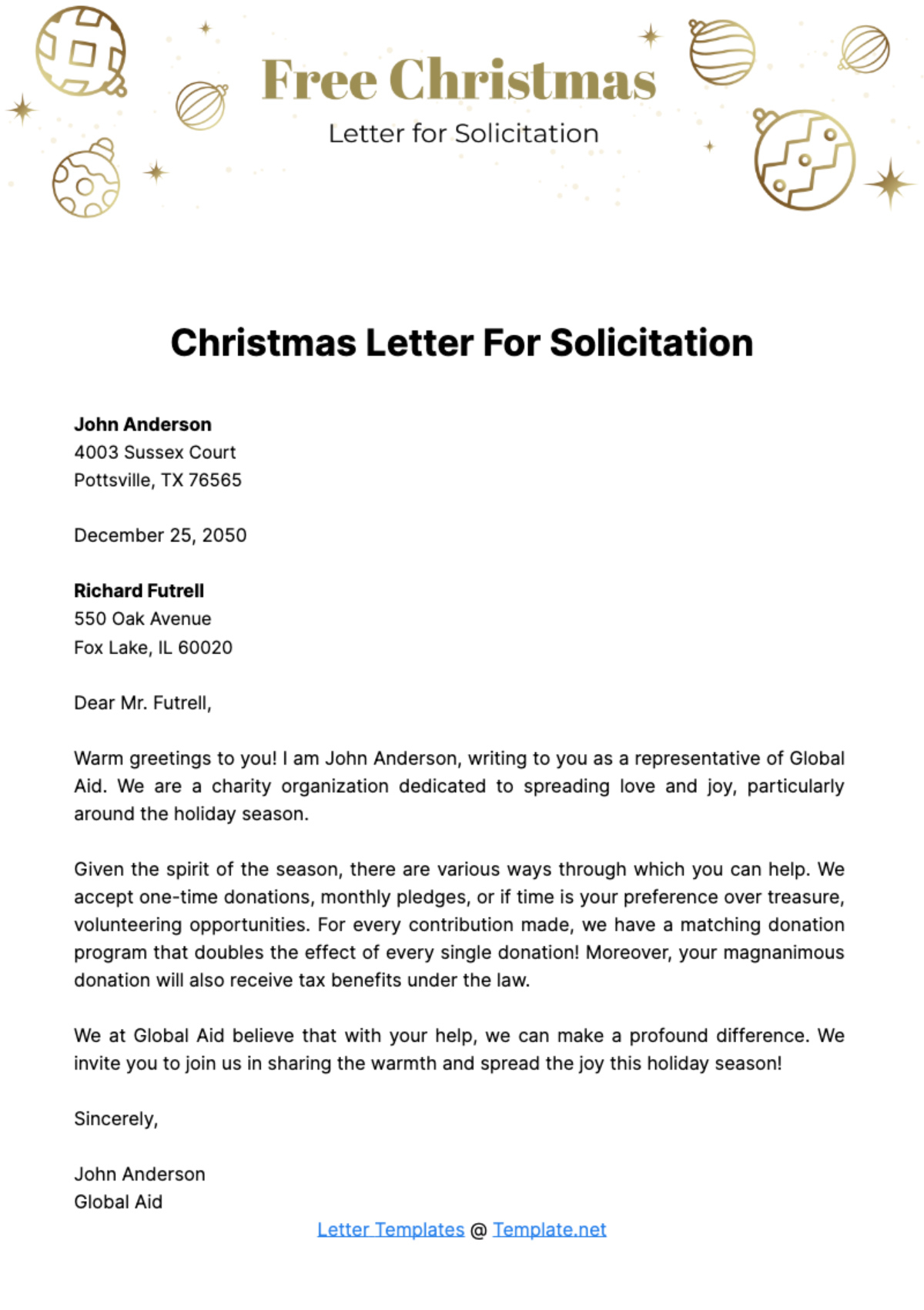 Free Christmas Letter For Solicitation Template To Edit Online inside Christmas Party Solicitation Letter Template