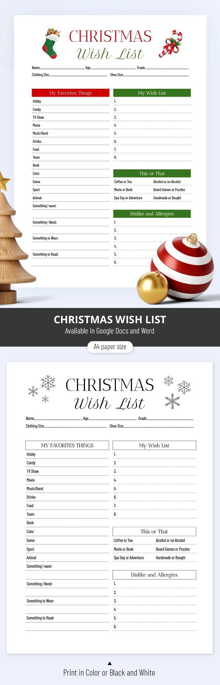 Free Christmas List Template In Google Docs And Microsoft Word intended for Christmas List Template Docs