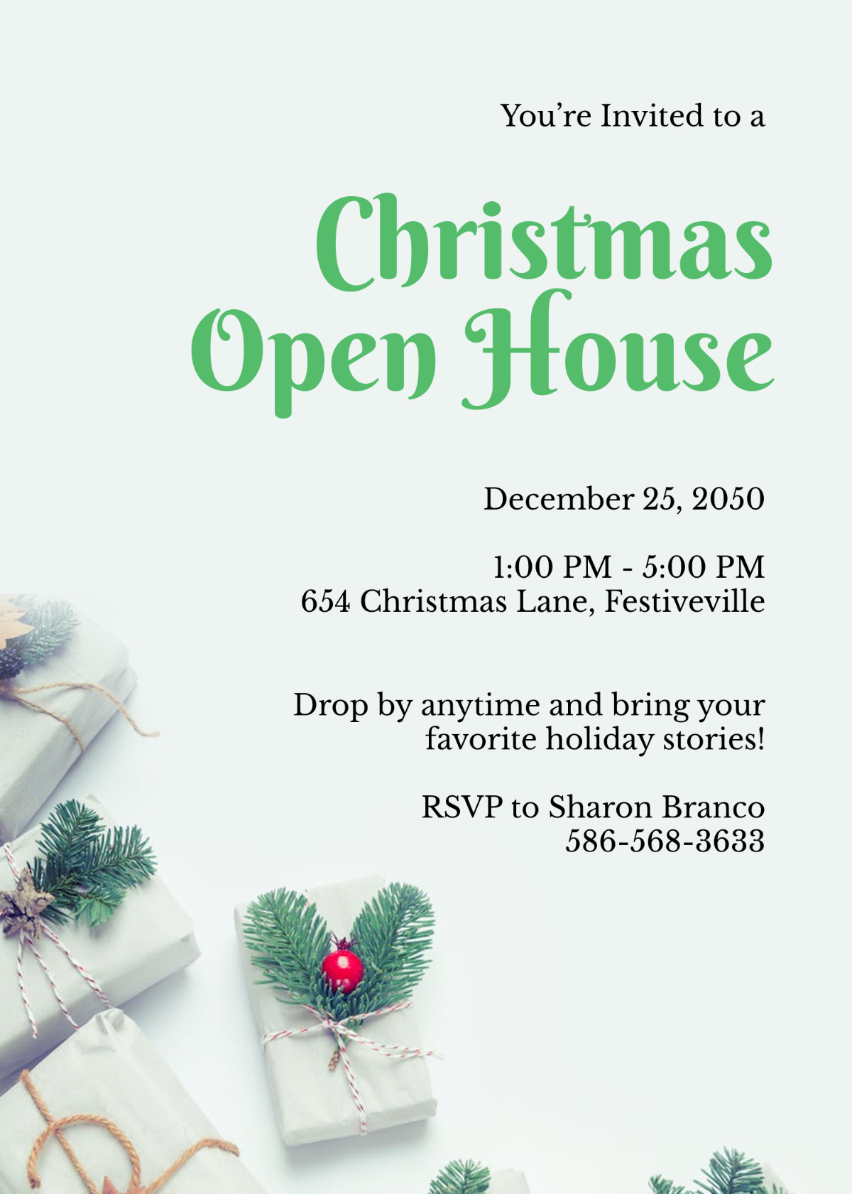 Free Christmas Open House Invitation Template To Edit Online within Christmas Open House Template Free