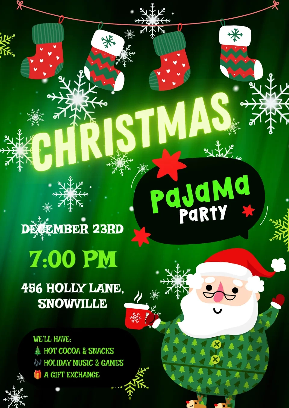 Free Christmas Pajama Party Invitation Template For Google Docs regarding Christmas Pajama Party Invite Template