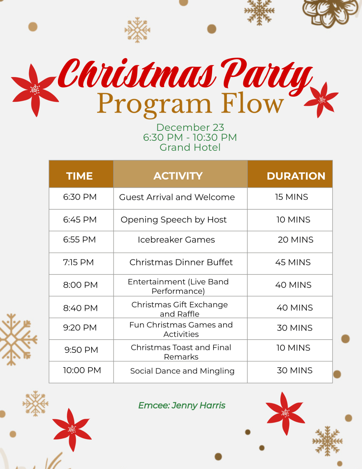 Free Christmas Party Program Flow Template To Edit Online intended for Christmas Party Program Flow Template