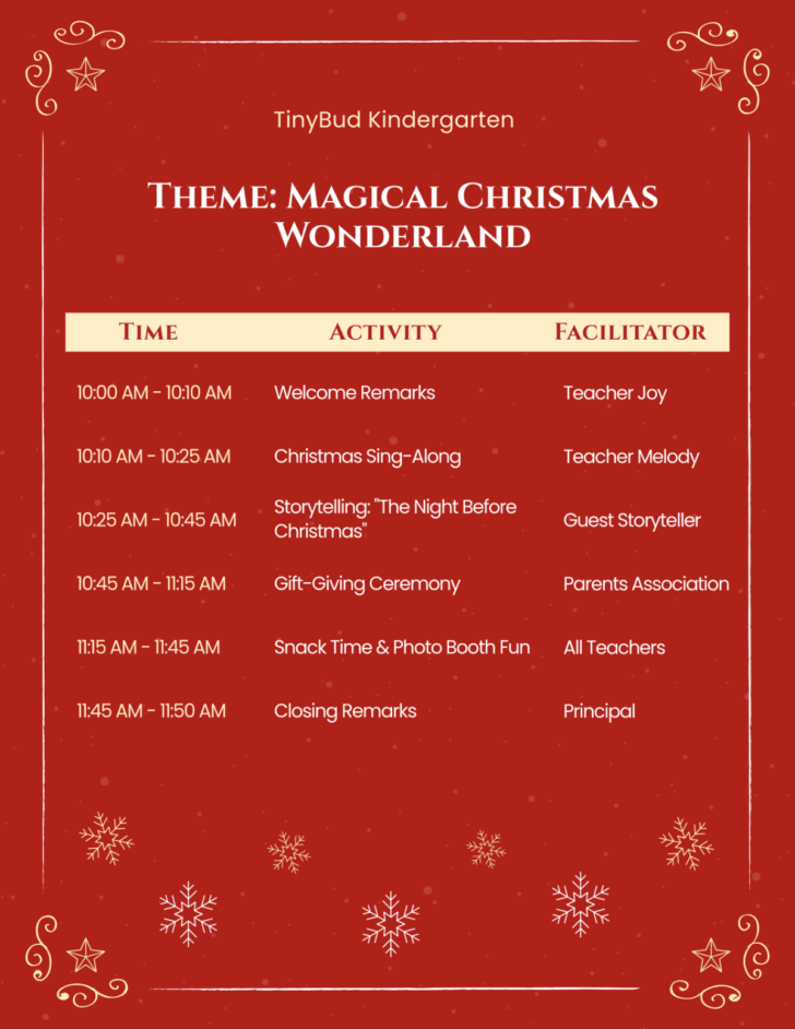 Christmas Party Timeline Template