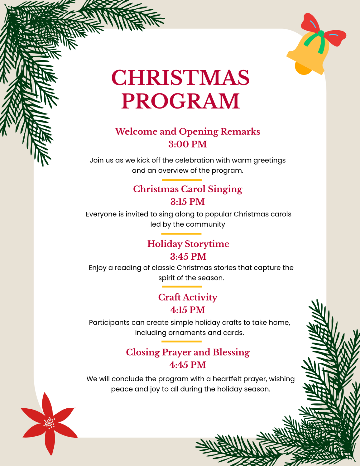 Free Christmas Program Design Template To Edit Online with Christmas Program Layout Template