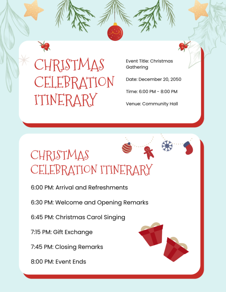 Christmas Itinerary Template Free Download Christmas Itinerary Template Free Download