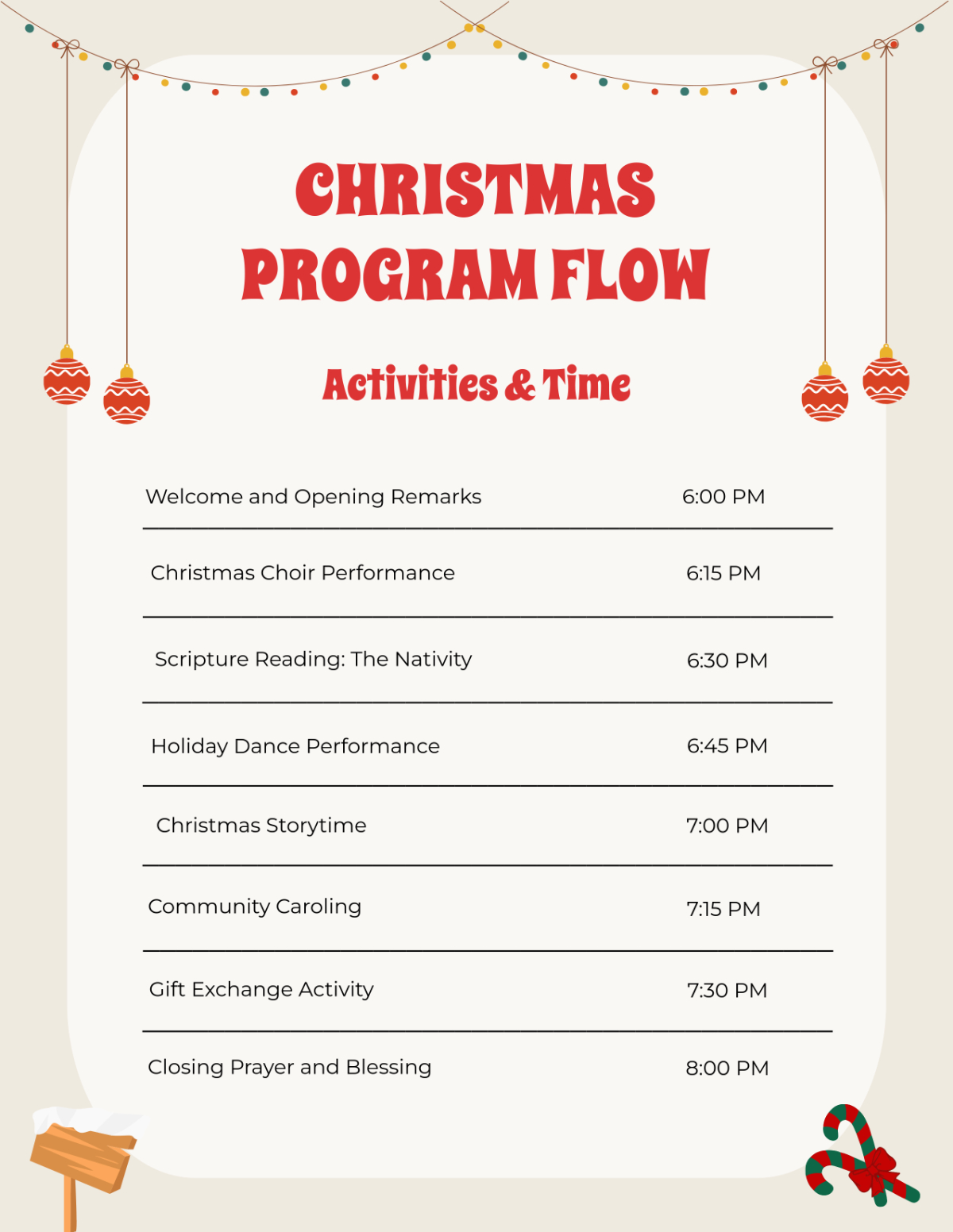 Free Christmas Program Flow Template To Edit Online within Christmas Party Program Flow Template